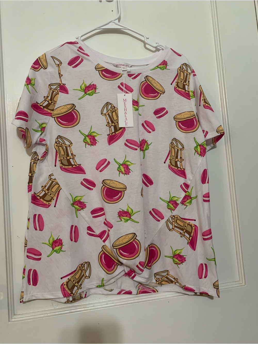 Meshlace Pink Novelty Short Sleeve Tee
